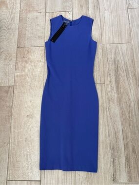McQ Alexander McQueen Ultramarine Sleeveless Fitted Midi Dress IT 38